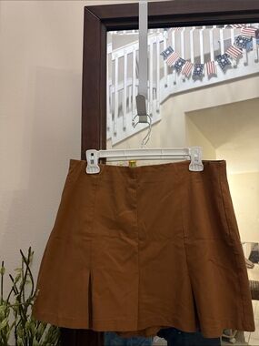 Zenobia Brown Mini Skort with Front Pleats